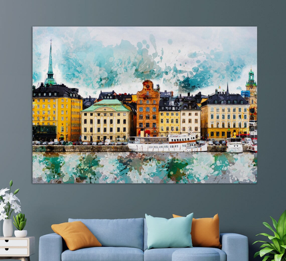 Stockholm Abstract Art Print, Sweden Wall Art - Image 4