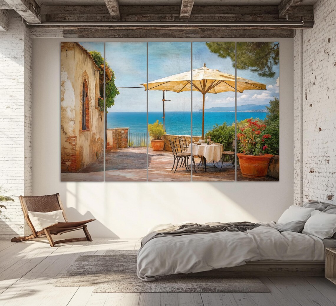 Sicily Italian Cafe Retro Landscape Art Print - Image 2