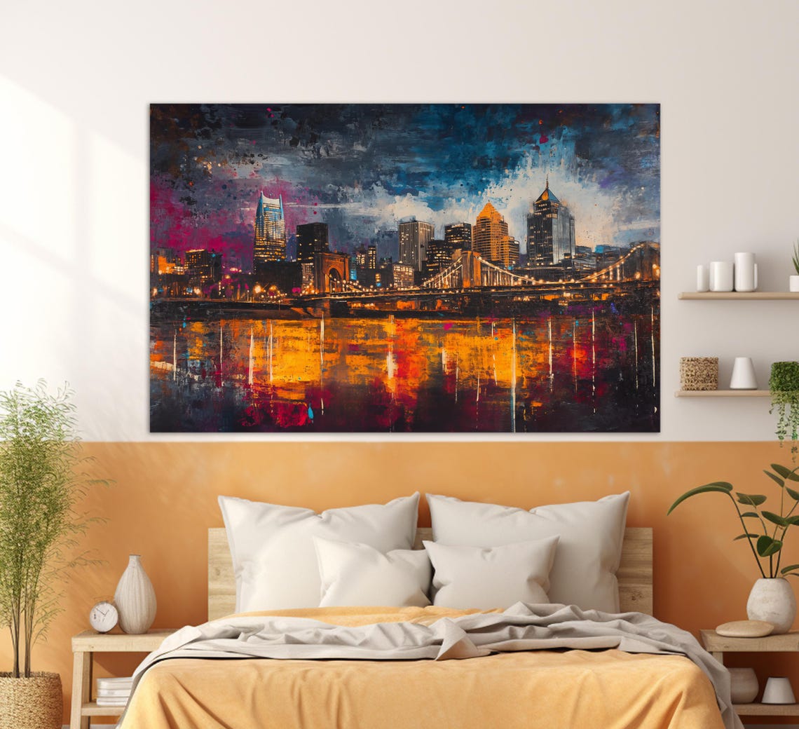 Abstract Cincinnati Skyline Art Print