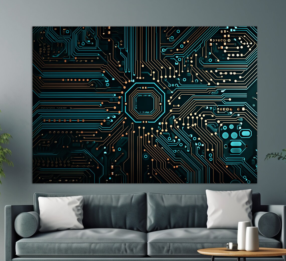 Micro Chip Print Technology Office Wall Decor