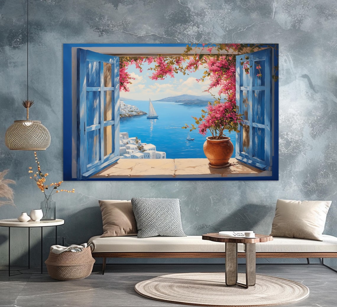 Window To Greek Island In Aegean Sea, Travel Poster - Image 2