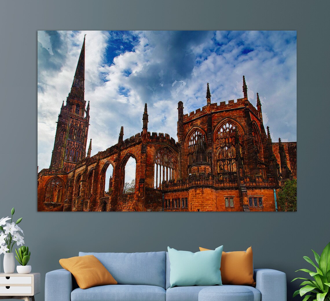 Coventry Cathedral Art Print, England Cathedral