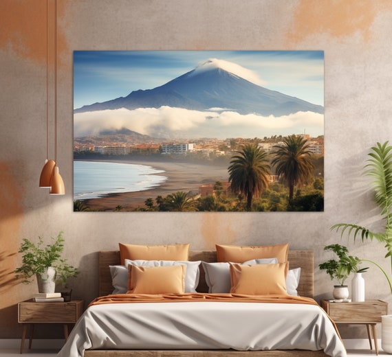 Mystical Tenerife Print Canary Islands Wall Art Tenerife Painting Volcano Teide Tenerife Wall Art Spain Art