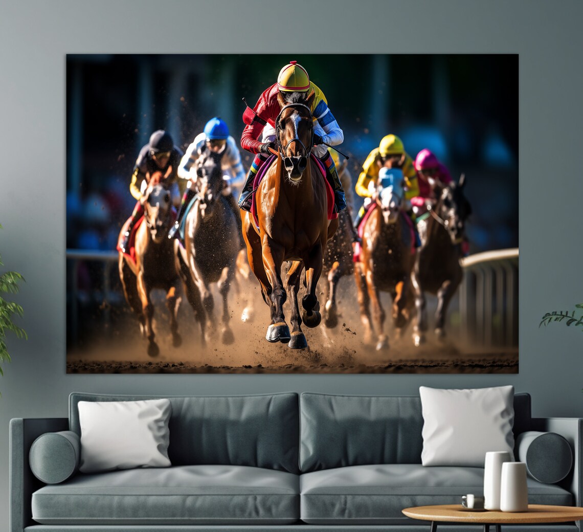 Horse Racing Art Print, Equine Racing Fan Gift