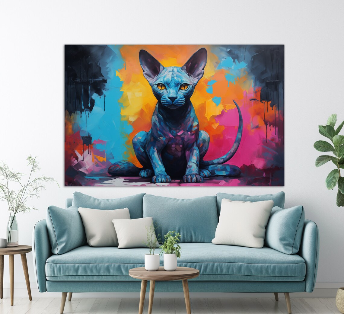 Sphynx Cat Abstract Painting, Cat Art Print - Image 2