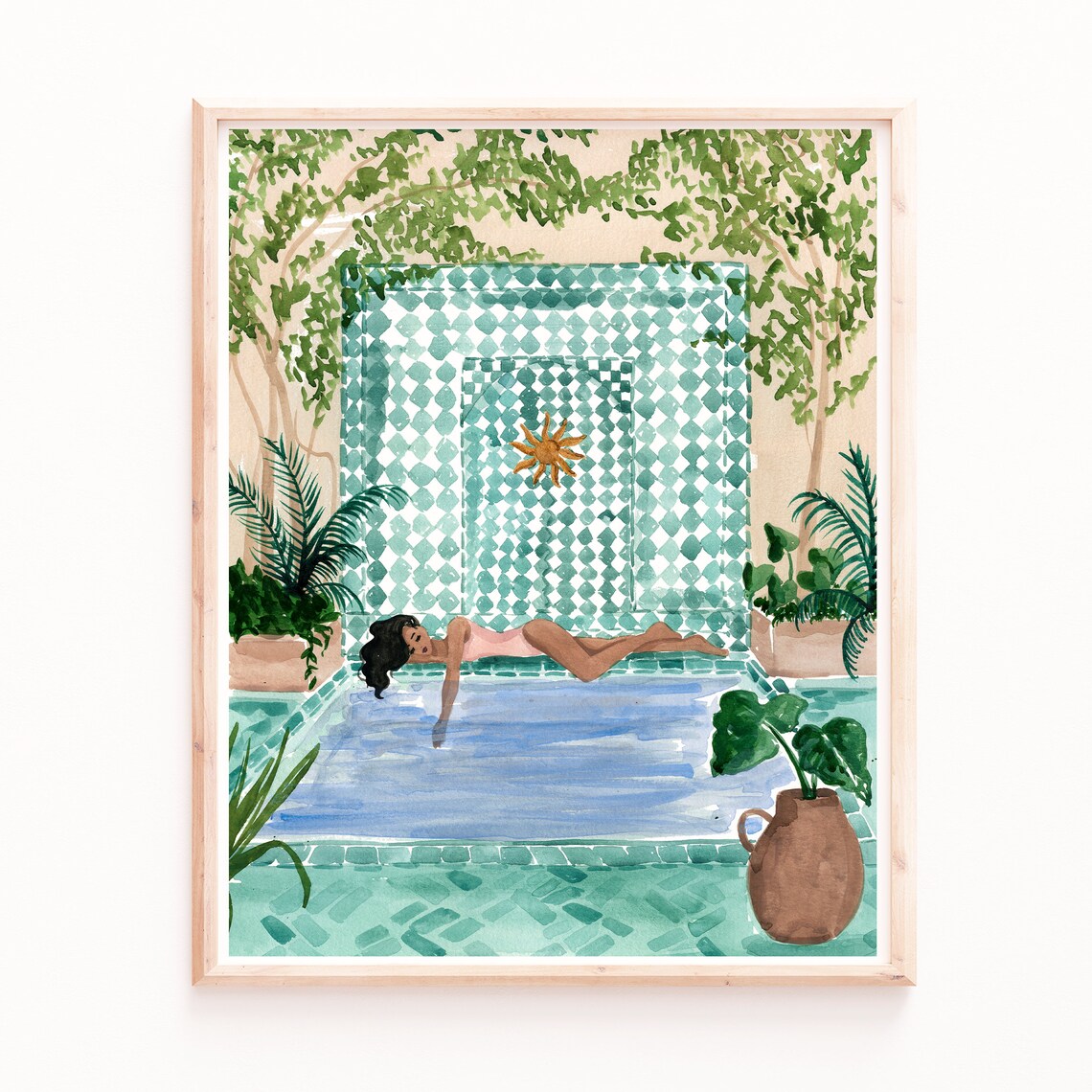 Poolside Siesta Art Print, Marrakech Morocco-Inspired - Image 4