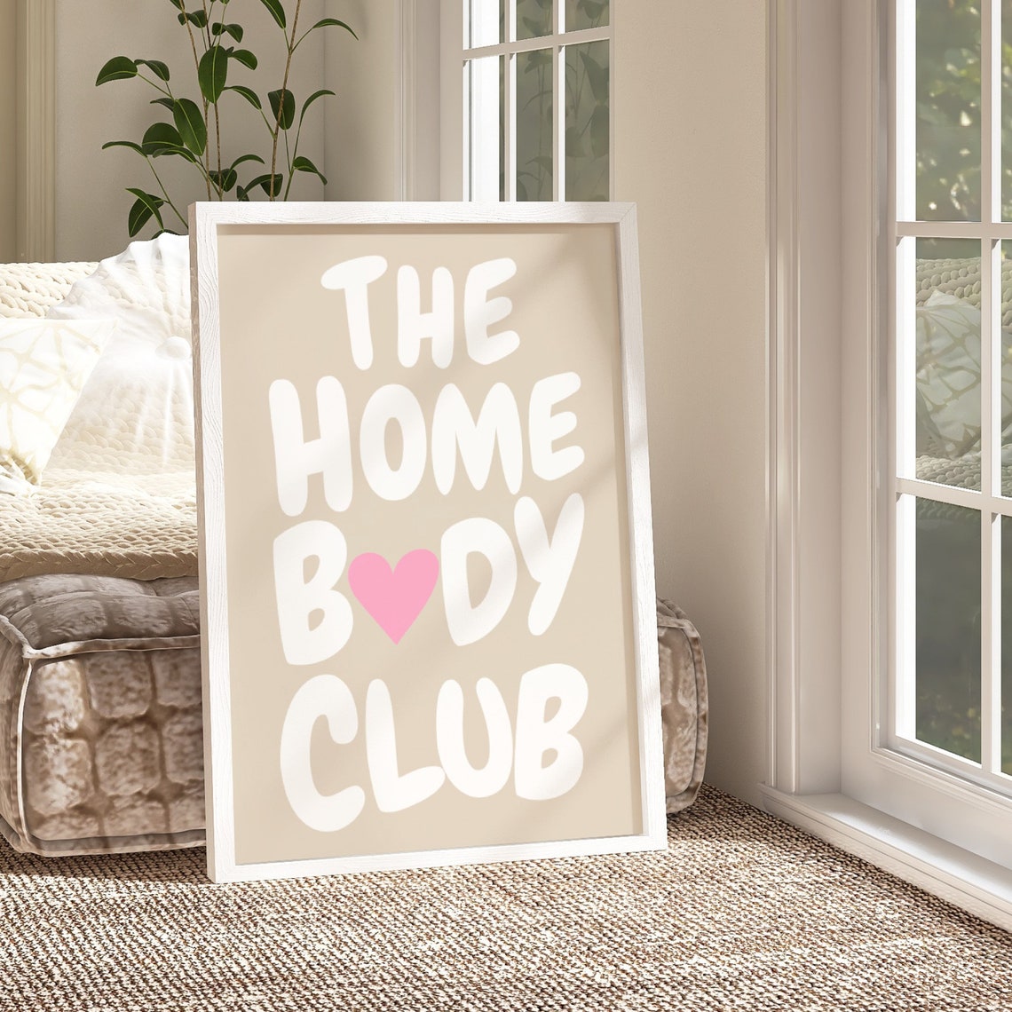 The Homebody Club Print Neutral Retro Print Trendy Quote Print Beige Print The Homebody Club Poster Monochrome Motivation Art - Image 2
