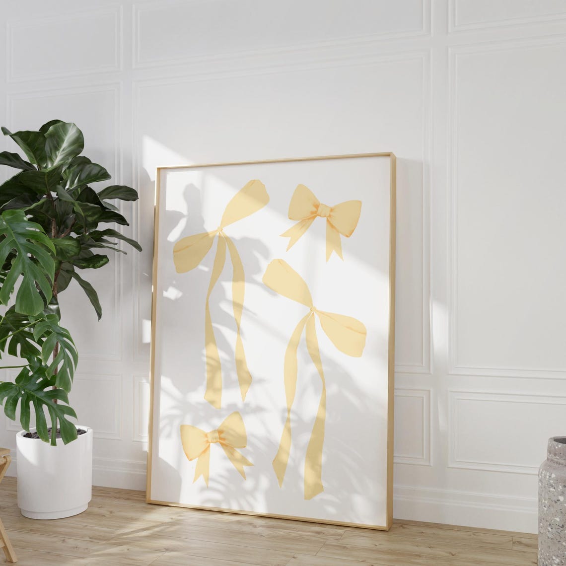 Yellow Bow Watercolor Poster Coquette Butter Yellow Preppy Room Decor - Image 3