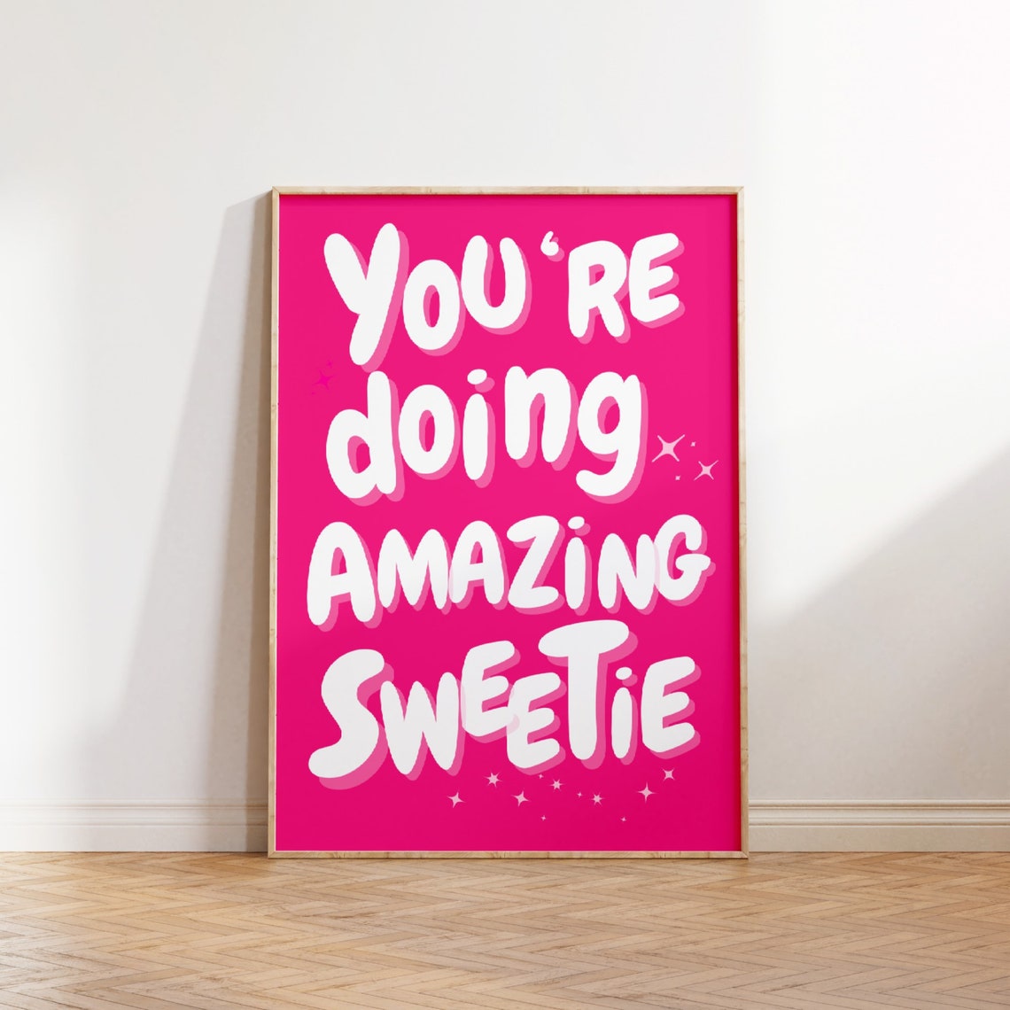 Youre Doing Amazing Sweetie Print Affirmation Wall Art Teen Girl Room Decor Retro Poster Trendy Art Pink Preppy Dorm Decor - Image 3