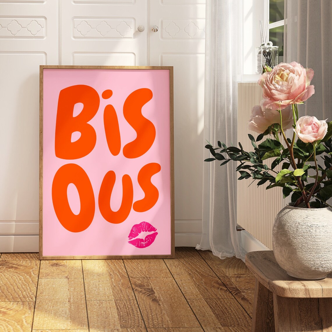 Bisous French Quote Poster, Feminine Typography - Image 2
