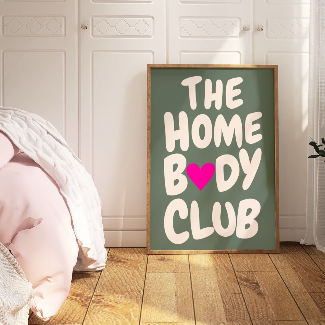 The Homebody Club Sage Green Retro Typography Quote Cream Art Print - Image 2