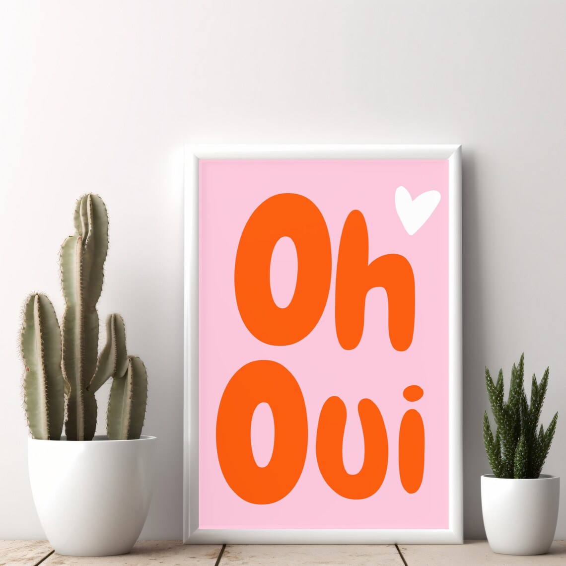 Oh Oui French Phrase Orange Pink Heart Retro Trendy Quote Poster - Image 2