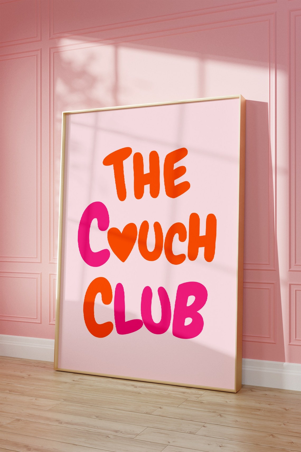 The Couch Club Cute Heart Typography Pink Orange Retro Quote Poster - Image 2