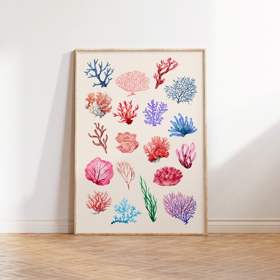 Beachy Room Decor Ocean Coral Seashell Artt Coastal Cowgirl Decor Surf Poster Preppy Dorm Decor College Beach House Coconut Girl