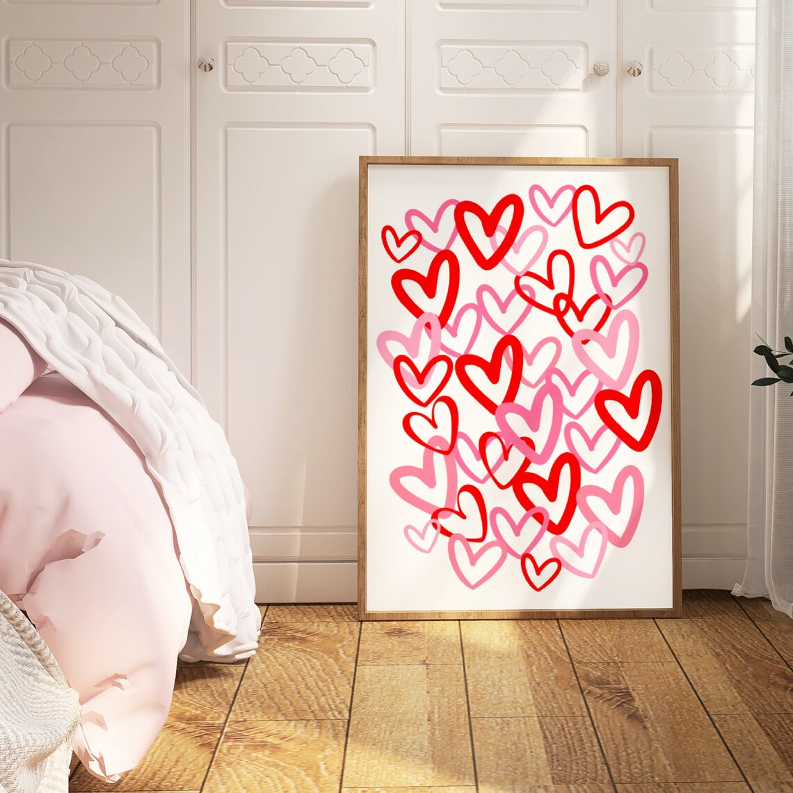 Hearts Pink Red Preppy Love Wall Art Print