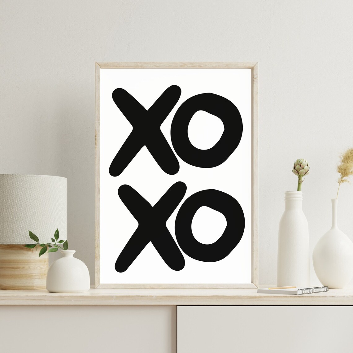 Xoxo Xo Print, Black White Preppy Typography - Image 3