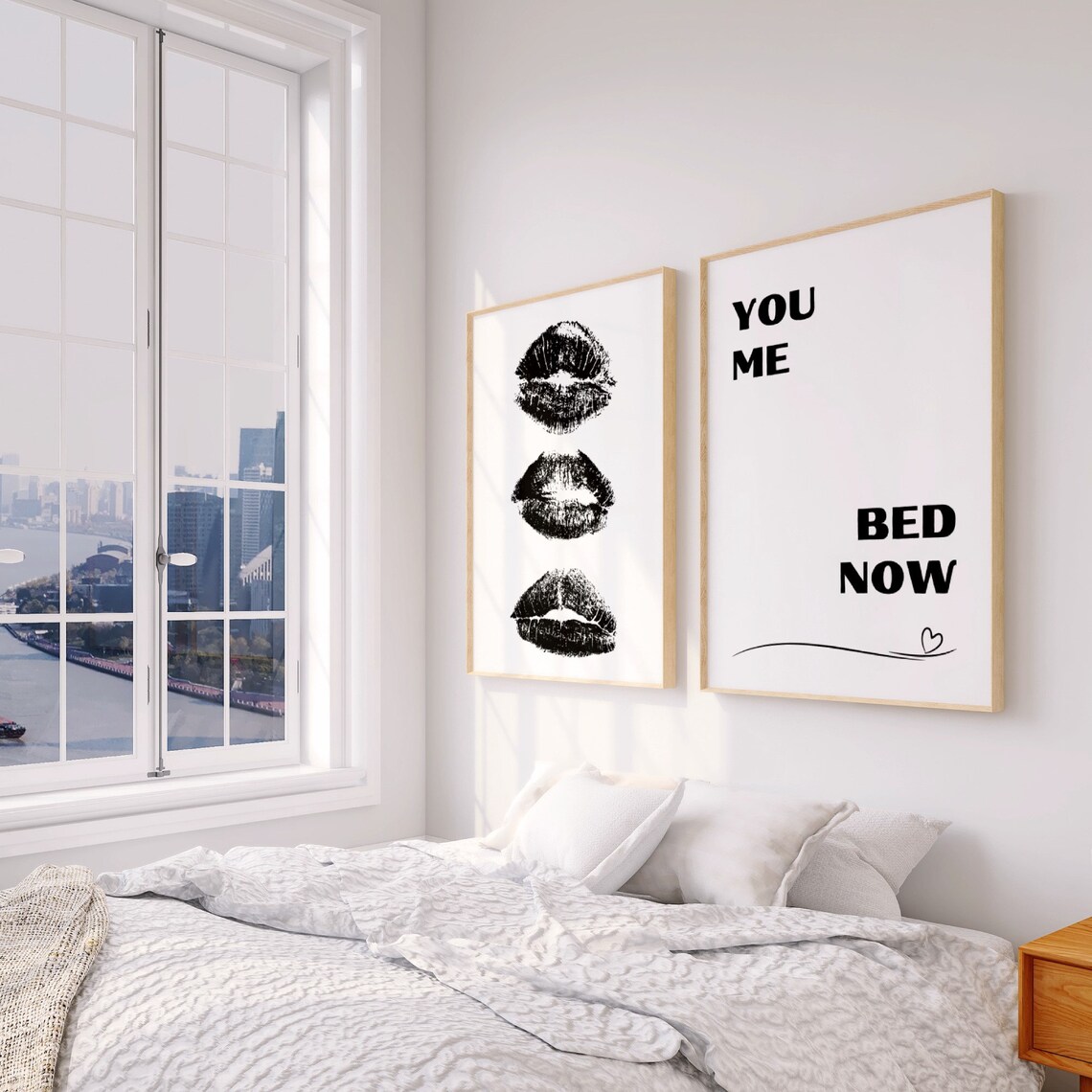 You Me Bed Now Funny Couple Bedroom Quote Minimalist Love Poster - Image 2