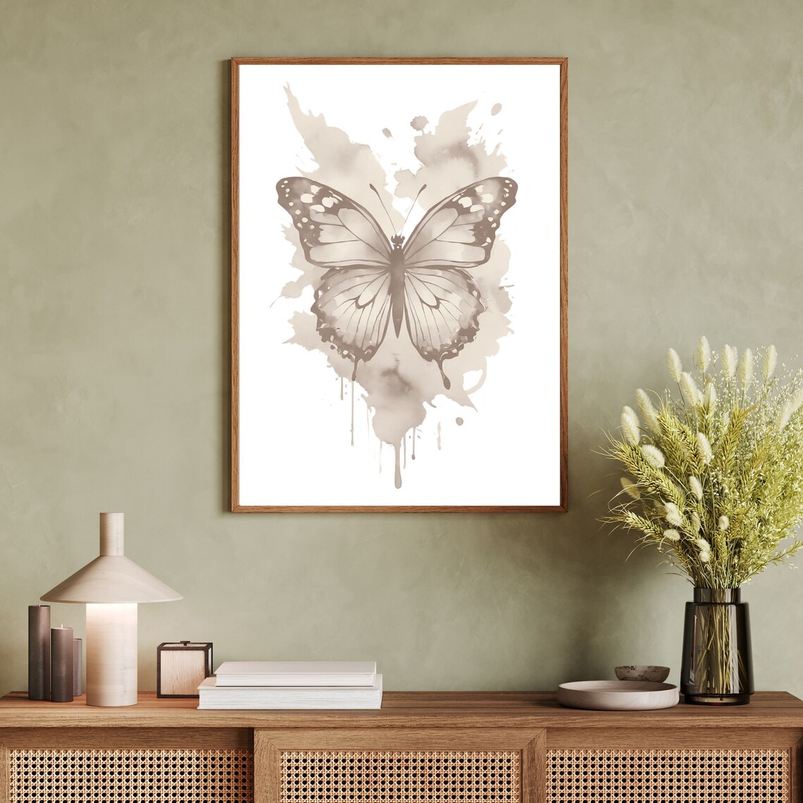 Beige Watercolor Butterfly Neutral Aesthetic Nursery Poster Trendy Room Decor - Image 2
