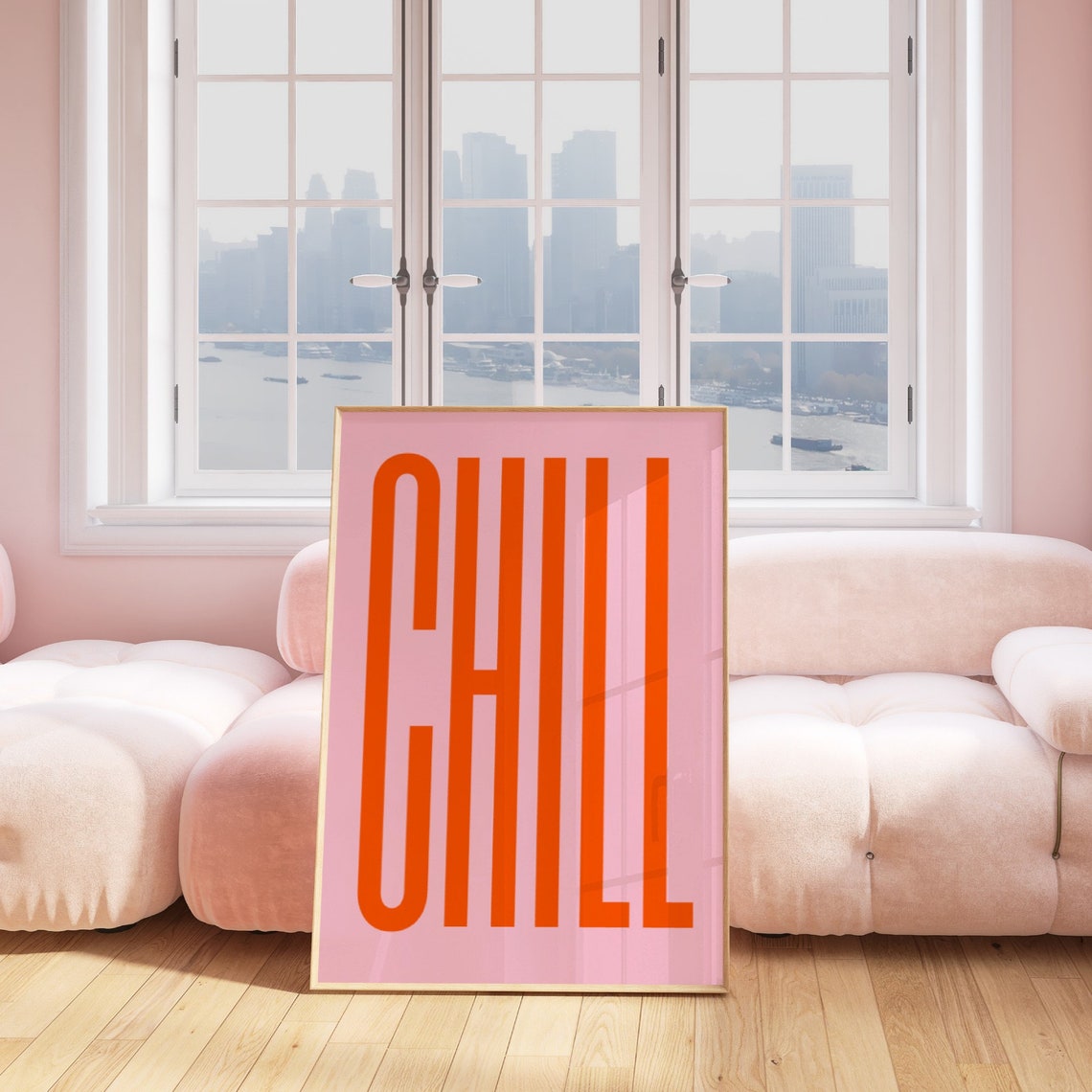 Chill Orange Pink Modern Relaxing Typography Vibe Quote Poster - Image 4