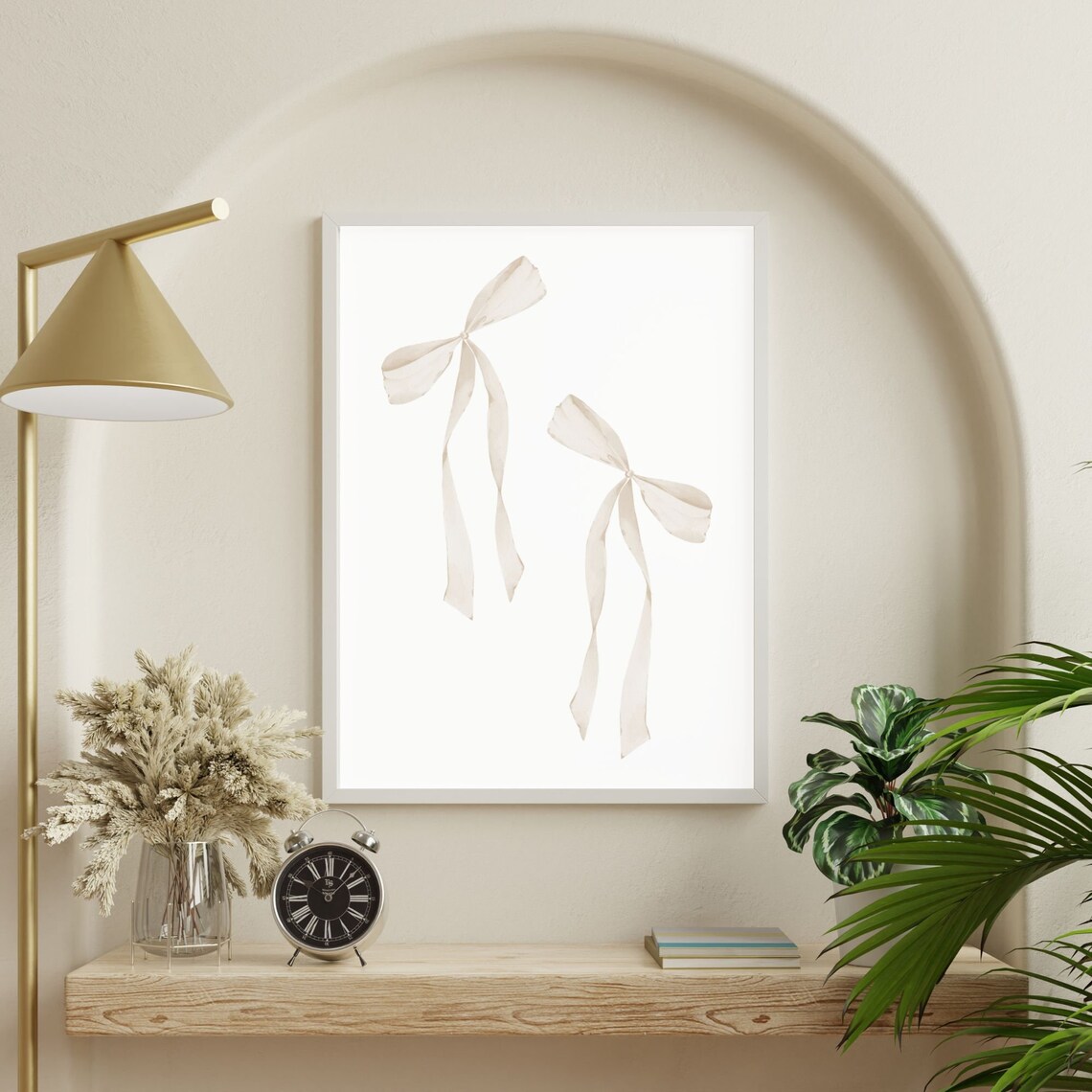 Beige Bow Print, Preppy Aesthetic Poster - Image 2