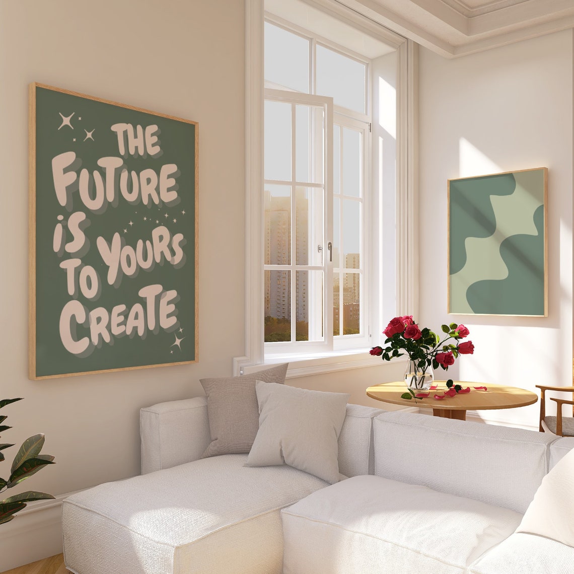 The Future Is Yours Print Affirmation Poster Sage Green Wall Art Trendy Prints Retro Prints Motivation Wall Art Selfcare Art - Image 3