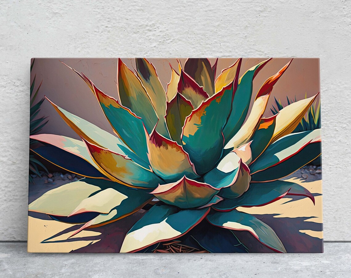 Agave Cactus Modern Art Print, Contemporary Plant Decor