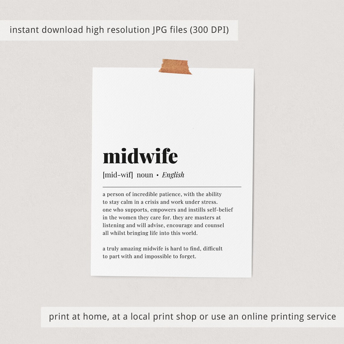 Midwife Definition Art Print, Midwife Thank You Gift - Image 3