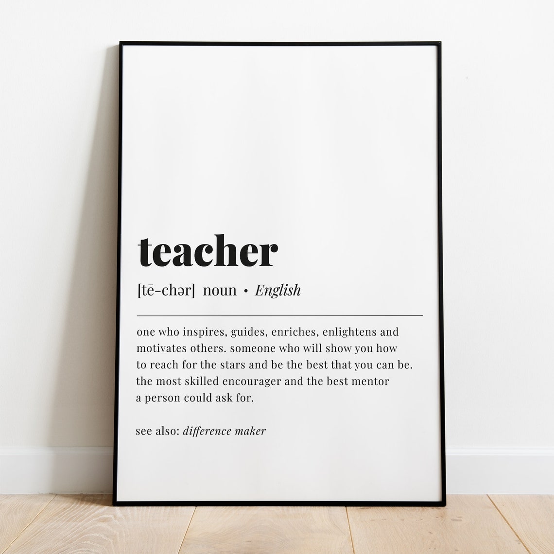 Teacher Definition Appreciation Gift Minimalist Typography Poster