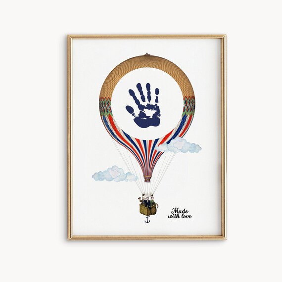 Fathers Day Hot Air Balloon Handprint Baby Keepsake Art Print