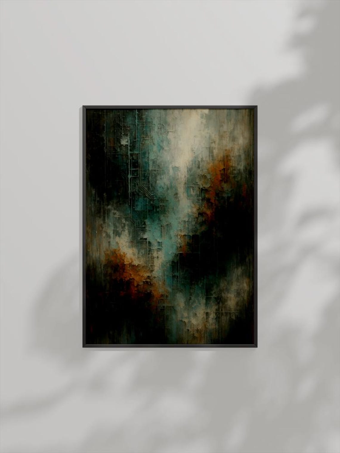 Industrial Abstract Tech Grunge Texture Dark Circuit Mood Poster