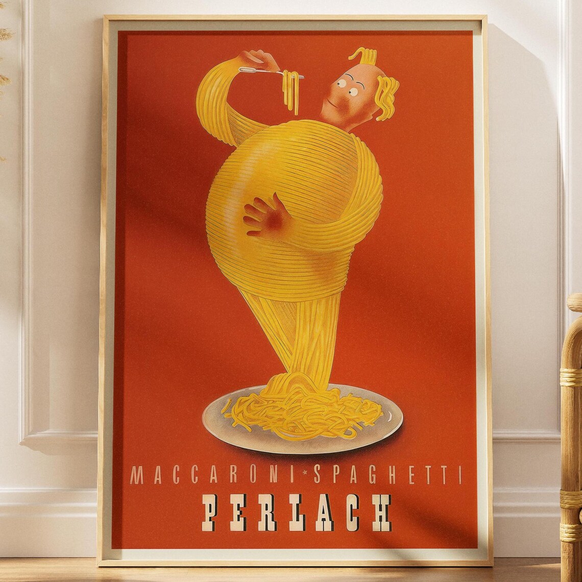 Vintage Italian Pasta Macaroni Spaghetti Poster