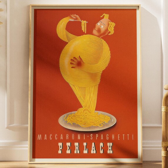 Vintage Italian Pasta Macaroni Spaghetti Poster