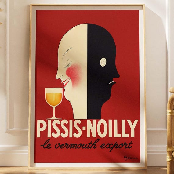 French Vintage Vermouth Poster Art Deco Bar Wall Print Digital Download