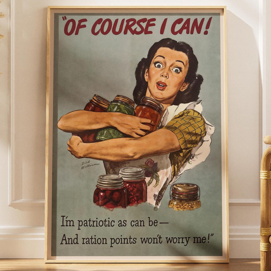 Of Course I Can Vintage Home Canning Patriotic Kitchen Poster