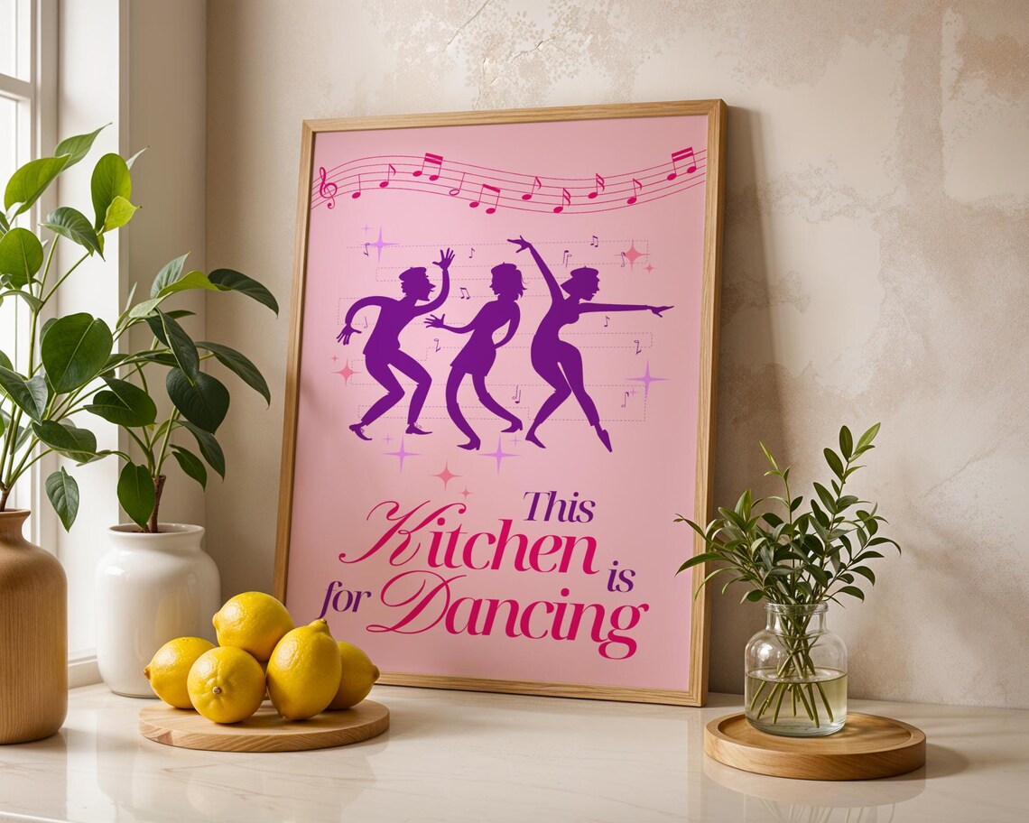 Retro Dancing Kitchen Art Print, Fun Music Poster - Image 3