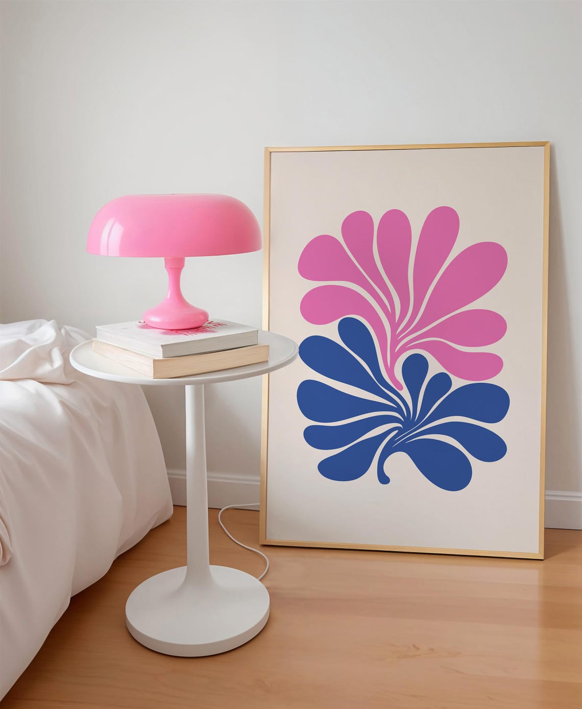 Pink Blue Abstract Botanical Print Bright Colorful Floral Dopamine Decor Digital Download
