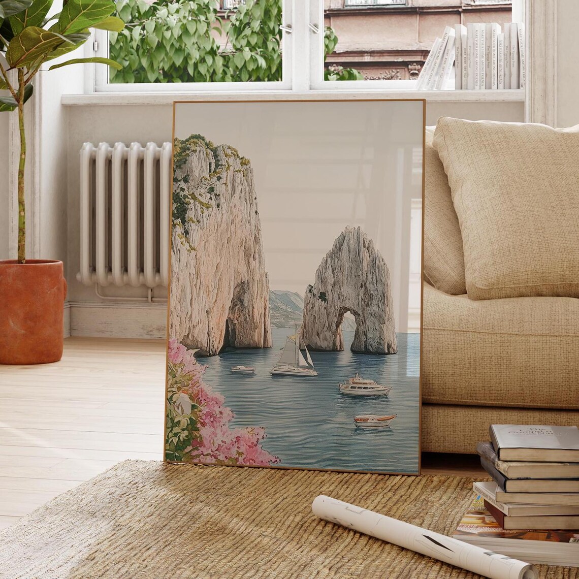 Capri Italy Watercolor Landscape Travel Poster - Image 4