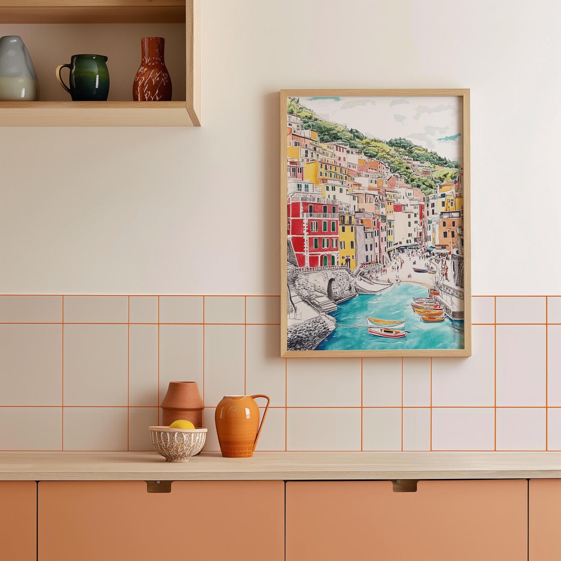 Cinque Terre Italy Travel Poster, Riviera Landscape - Image 2