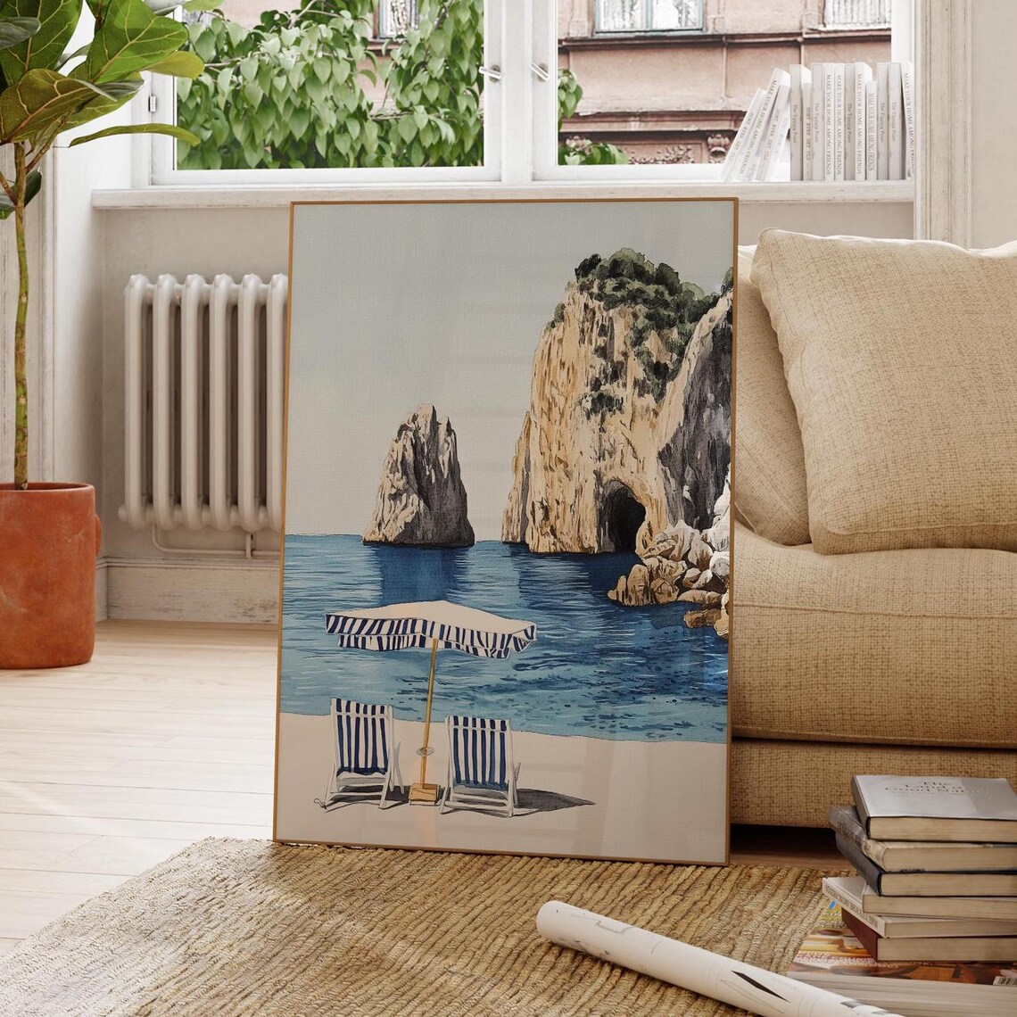 Capri Watercolor Travel Poster, Italy Decor Art - Image 4