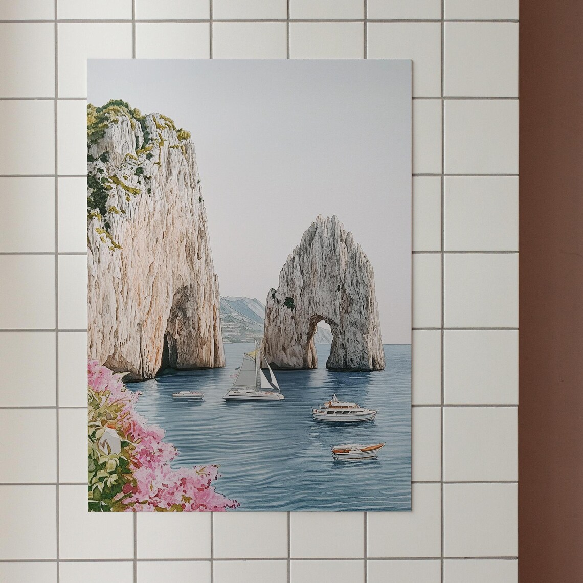 Capri Italy Watercolor Landscape Travel Poster - Image 2