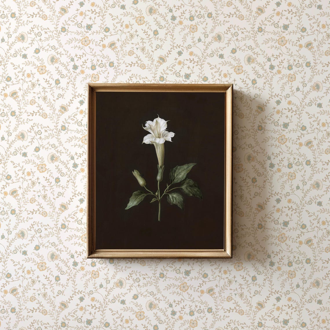 White Flower Vintage Botanical Study on Dark Ground Art Poster - Image 3