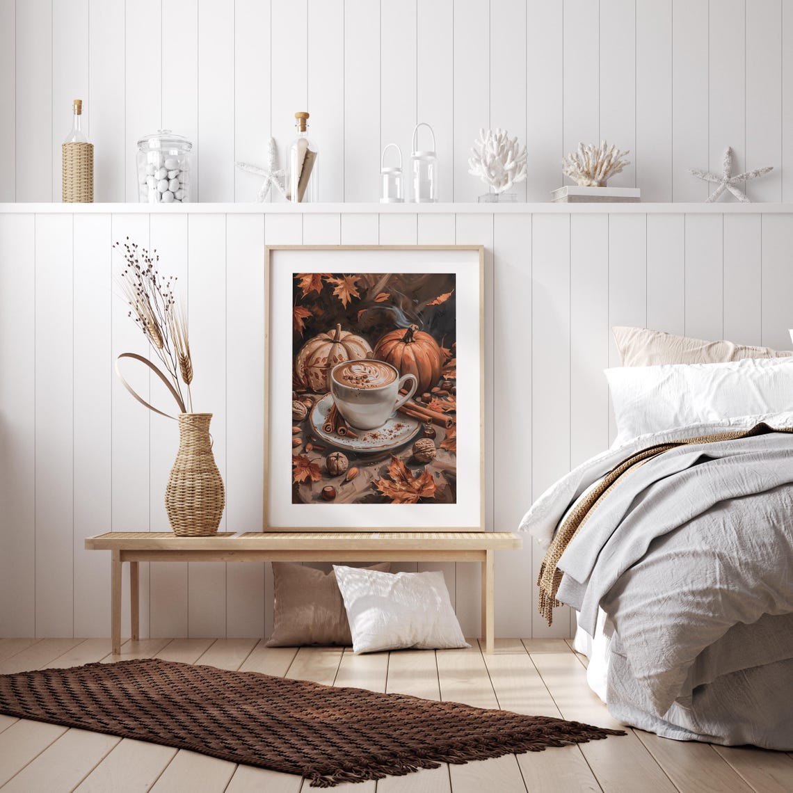 Cozy Pumpkin Spice Latte With Pumpkins And Autumn Leaves Poster - Image 3