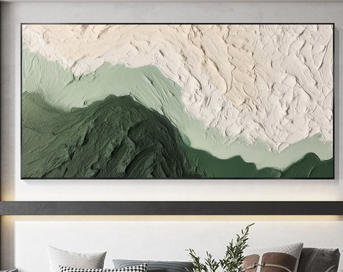 Sage Green Mountain Minimalist Textured Abstract Landscape Poster