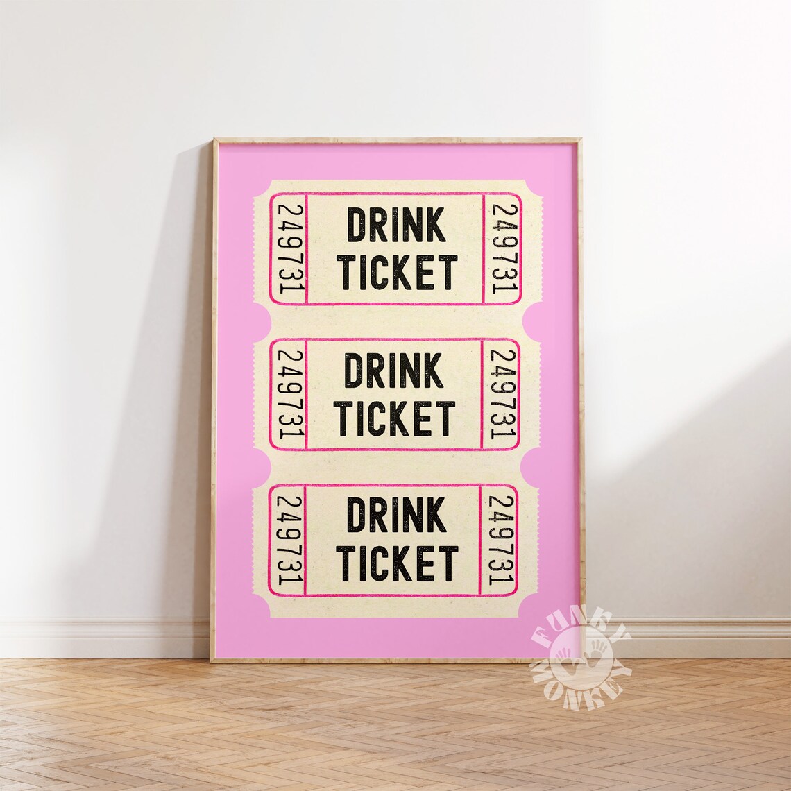 Pink Drink Ticket Stub Retro Aesthetic Art Print