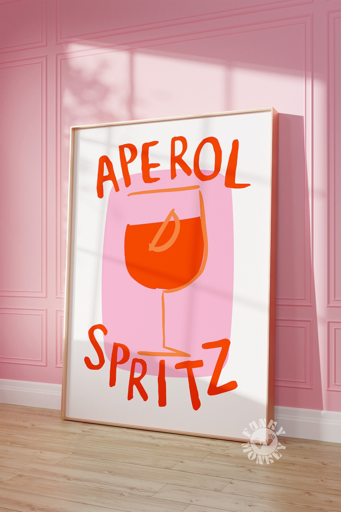 Aperol Spritz Retro Bar Cart Cocktail Poster