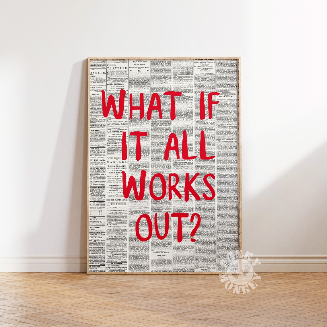 What If It All Works Out Red Vintage Daily Newspaper Quote Poster - Image 3