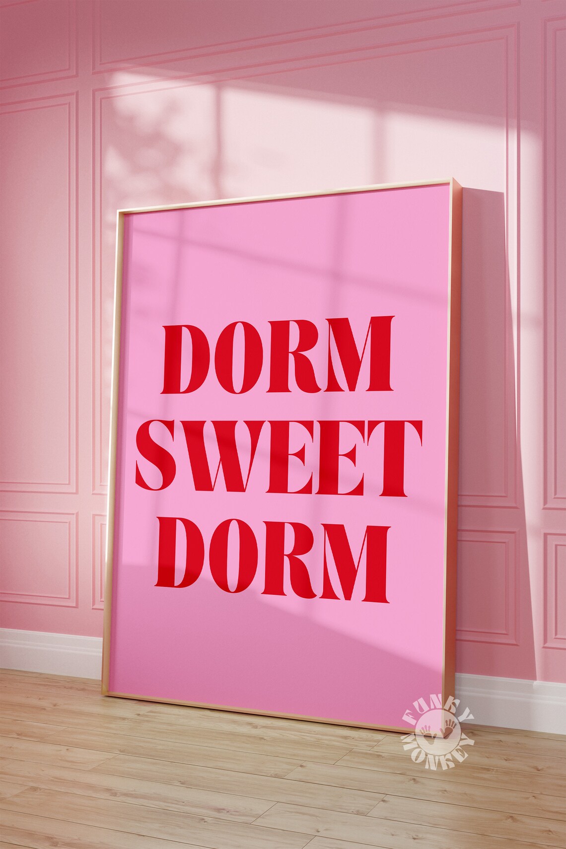 Dorm Sweet Dorm Pink Preppy Dorm Room Art Print - Image 3