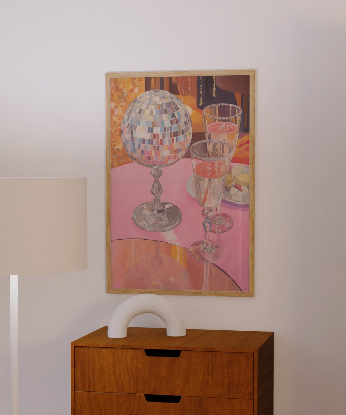 Disco Ball And Champagne Toast Pink Party Bar Celebration Poster - Image 3