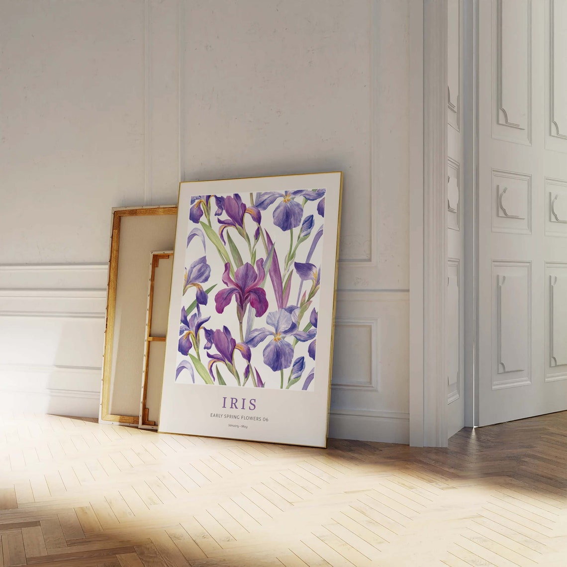 Iris Early Spring Flowers 06 Purple Botanical Flower Art Poster - Image 2