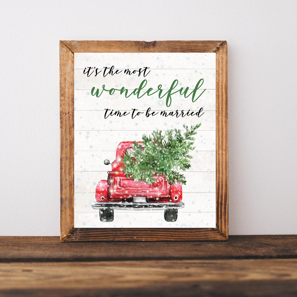 Christmas Wedding Signs, Farmhouse Red Truck Art Print